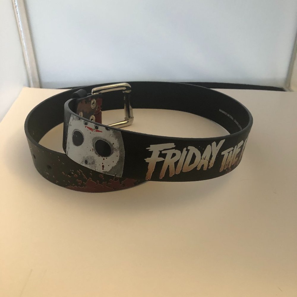 Unisex New Leather Belt Small (Friday the 13th) Black & Red New Line Productions